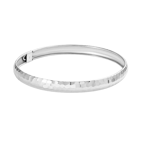 Shop Lc Hammered Textured Bangle Bracelet In Sterling Silver (7.25 In) 4.60 Grams