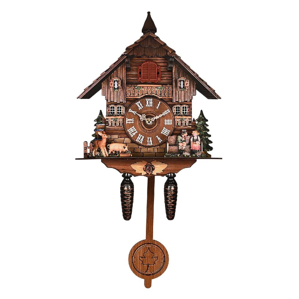 shop lc Handcrafted Cuckoo Pendulum Quartz Movement Bird Wall Clock with Sound (Battery Not Included)