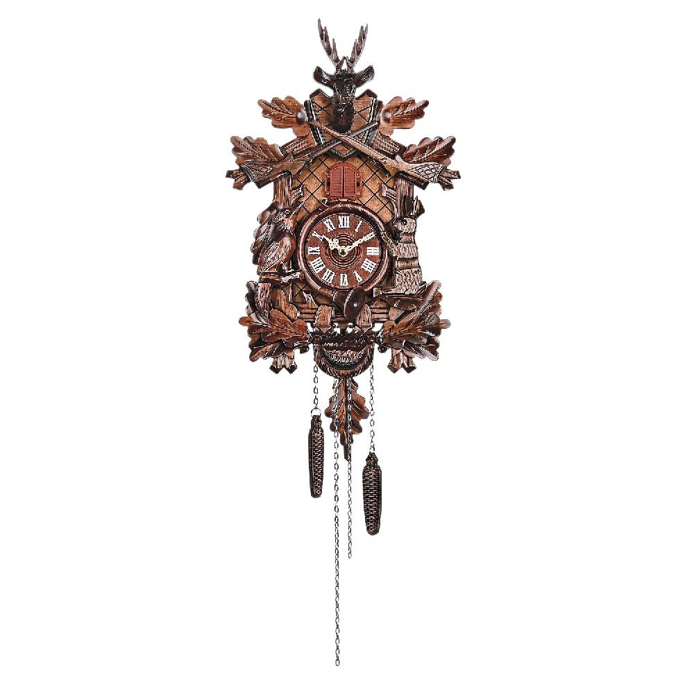 shop lc Handcrafted Vintage Pendulum Quartz Movement Reindeer Wall Clock with Sound (Battery Not Included)