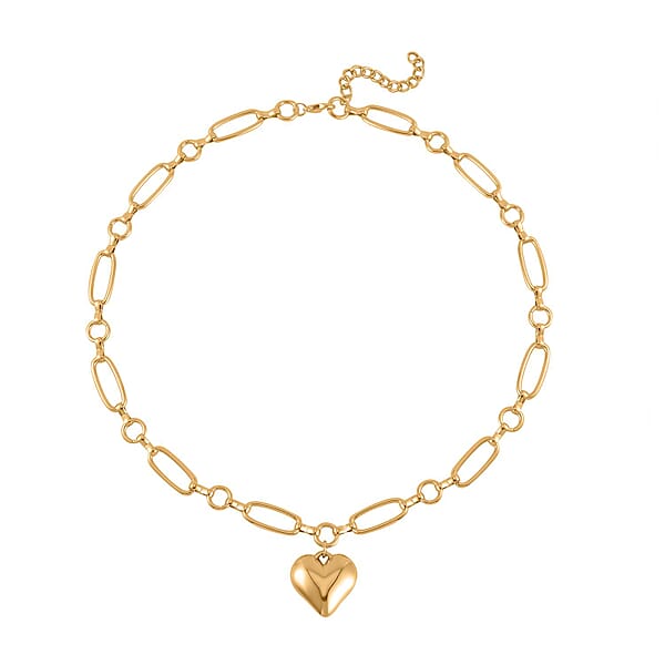 Shop Lc Heart Necklace 20-22 Inches And Earrings And Bracelet (7.50-9.50In) In Goldtone