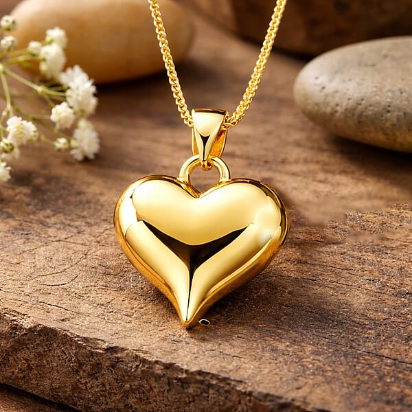 Shop Lc Heart Pendant Necklace In 24K Yellow Gold 3.69 Grams (18 Inches)