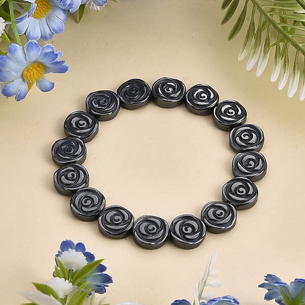 Shop Lc Hematite Beaded Stretch Bracelet 127.50 Ctw (7.25-7.75 Inches)