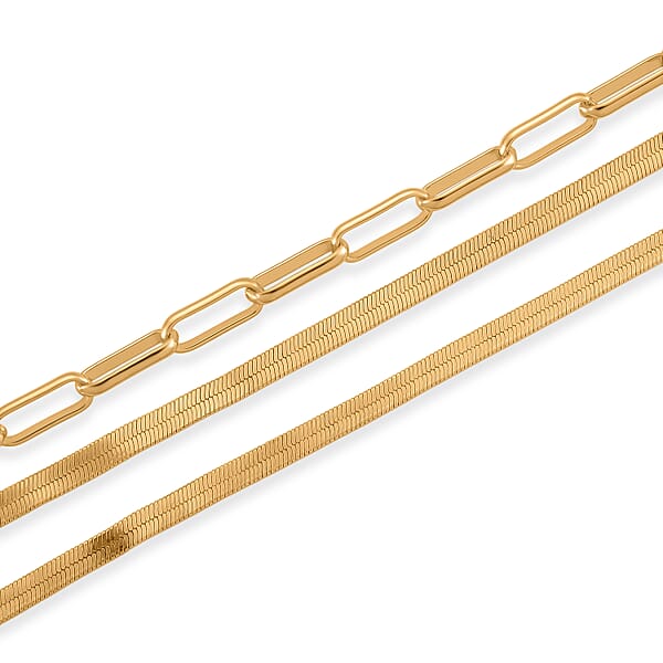 Shop Lc Herringbone And Oval Link Chain Necklace In Goldtone 20-22 Inches
