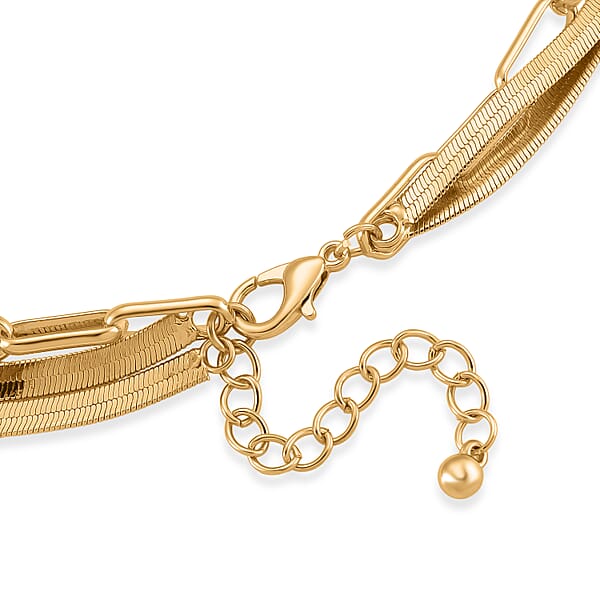 Shop Lc Herringbone And Oval Link Chain Necklace In Goldtone 20-22 Inches