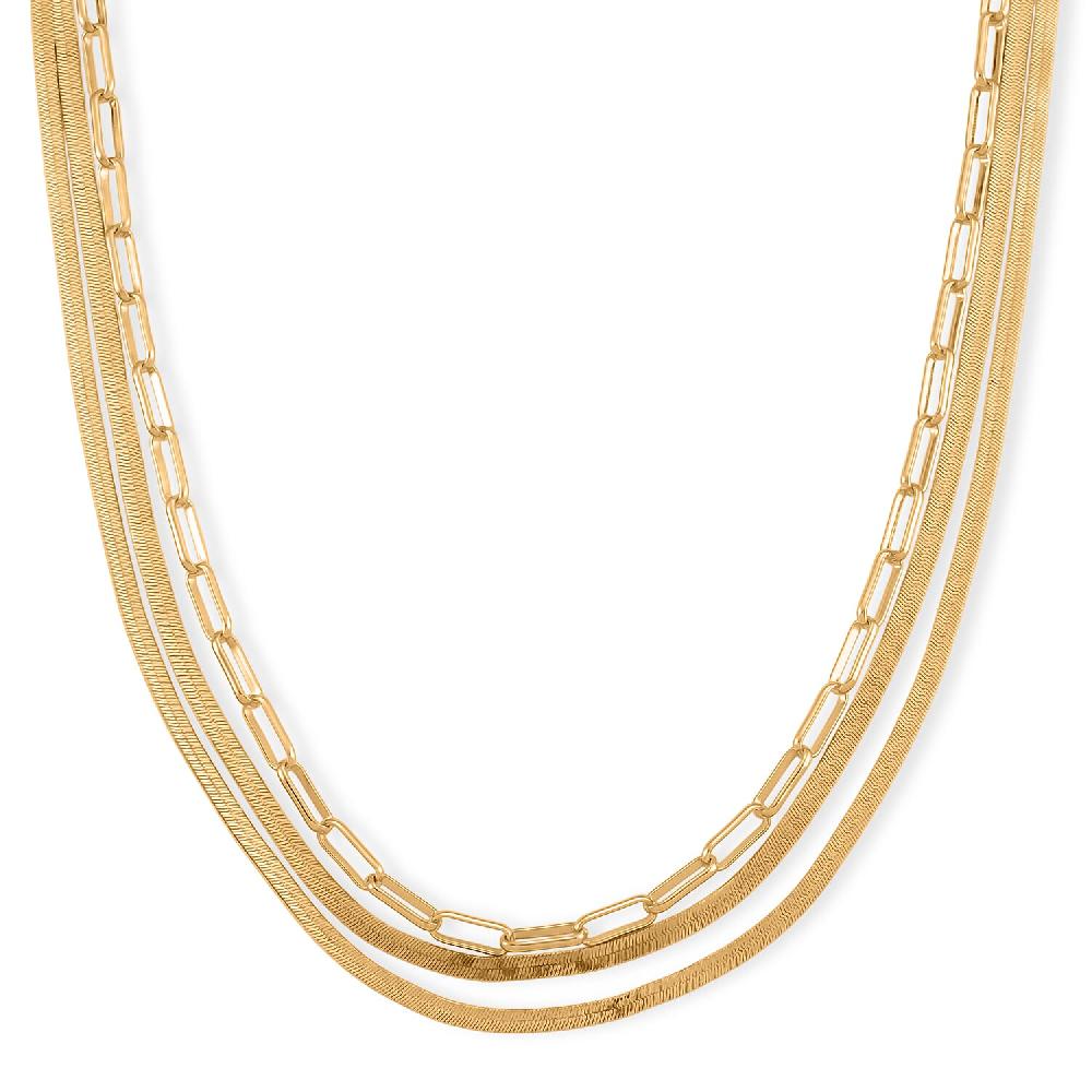 shop lc Herringbone and Oval Link Chain Necklace in Goldtone 20-22 Inches