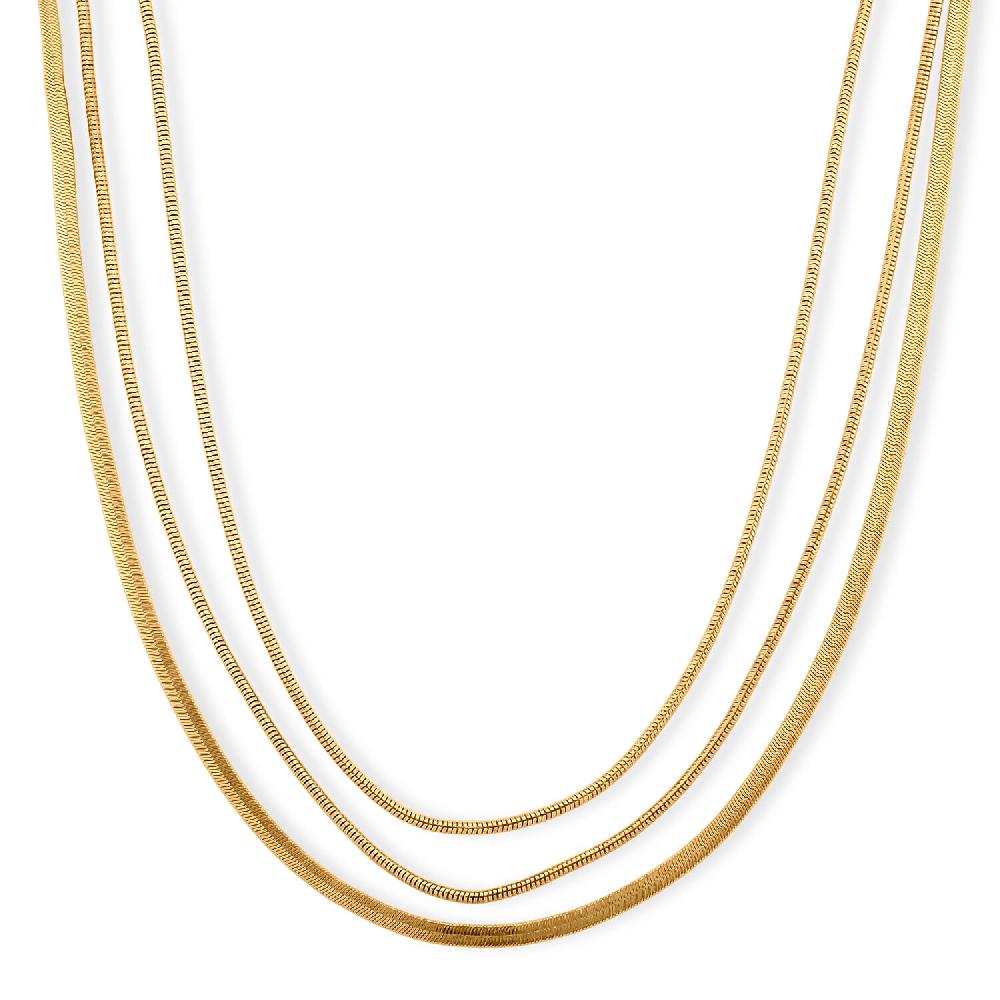 shop lc Herringbone and Snake Chain Necklace in Goldtone 20-22 Inches