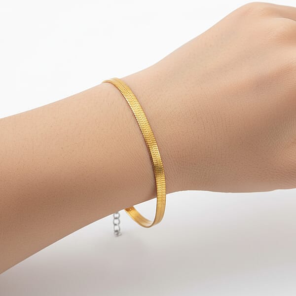 Shop Lc Herringbone Chain Bracelet (7.5-9.5In) In ION Plated YG And Stainless Steel