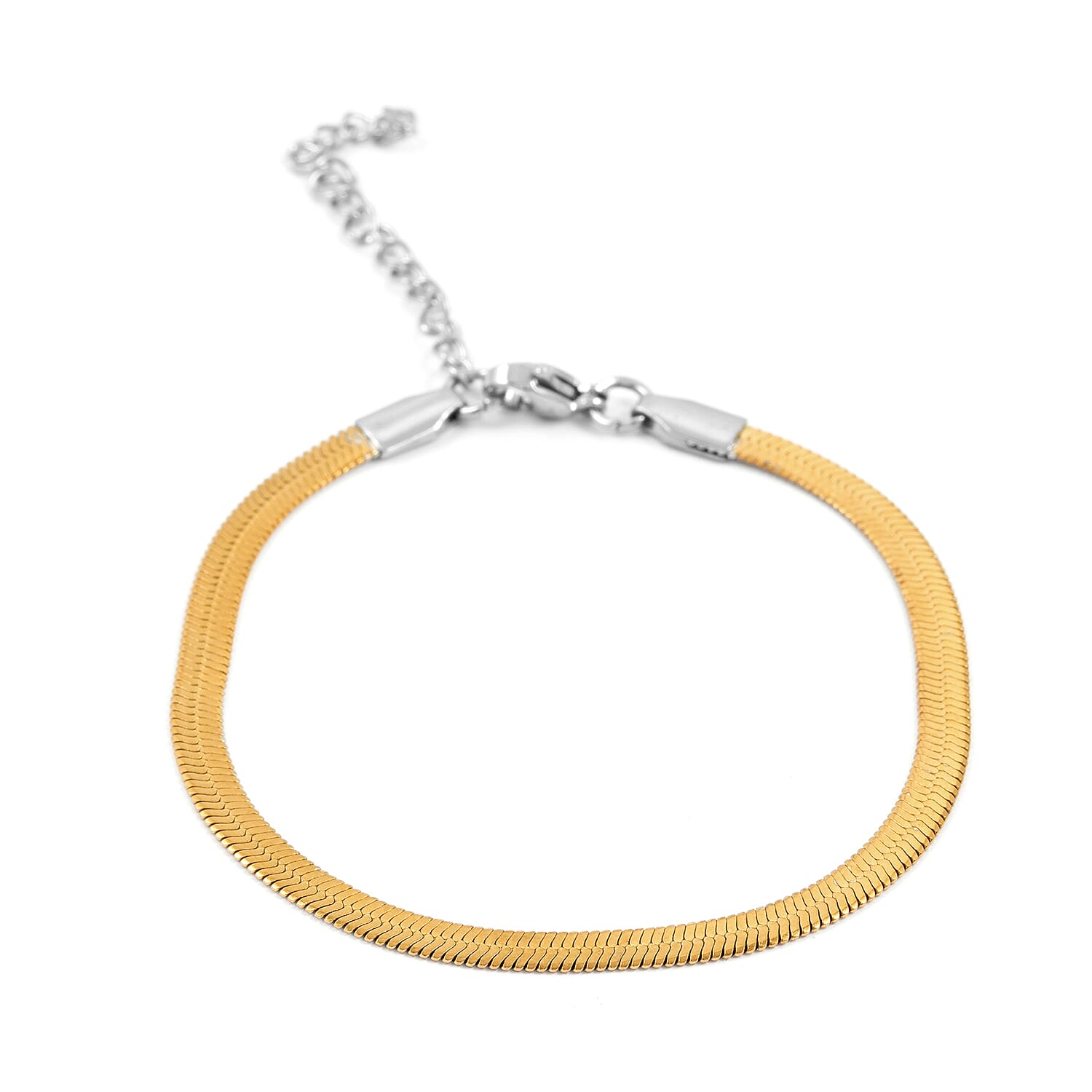 shop lc Herringbone Chain Bracelet (7.5-9.5In) in ION Plated YG and Stainless Steel