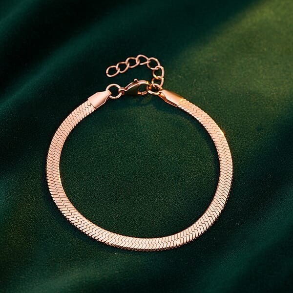 Shop Lc Herringbone Chain Bracelet In ION Plated RG Stainless Steel (7.0-8.0In)