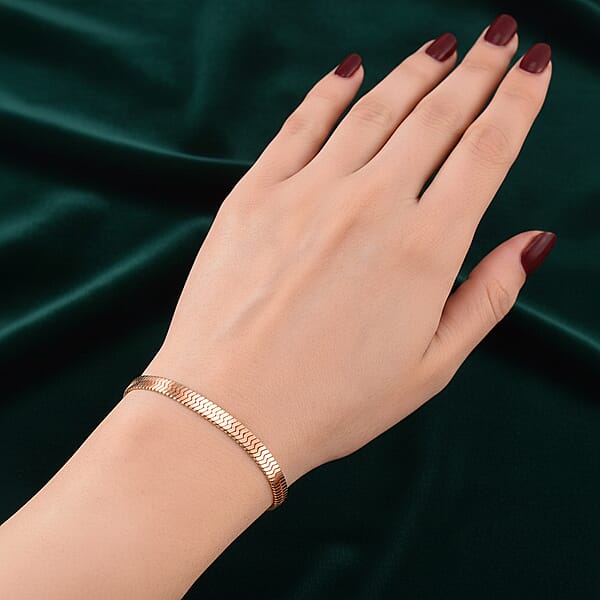 Shop Lc Herringbone Chain Bracelet In ION Plated RG Stainless Steel (7.0-8.0In)