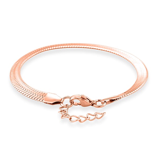 Shop Lc Herringbone Chain Bracelet In ION Plated RG Stainless Steel (7.0-8.0In)