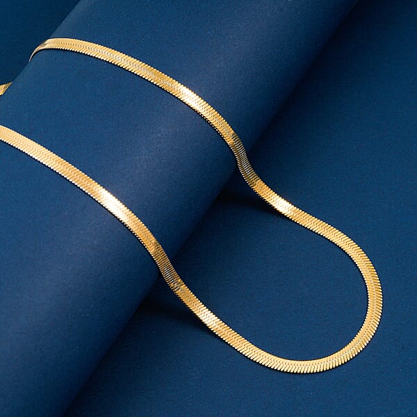 Shop Lc Herringbone Chain Necklace In ION Plated YG And Stainless Steel 20-22 Inches