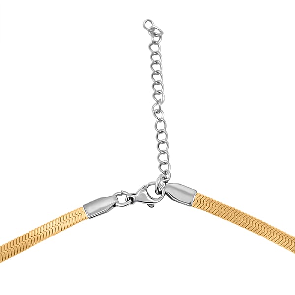 Shop Lc Herringbone Chain Necklace In ION Plated YG And Stainless Steel 20-22 Inches