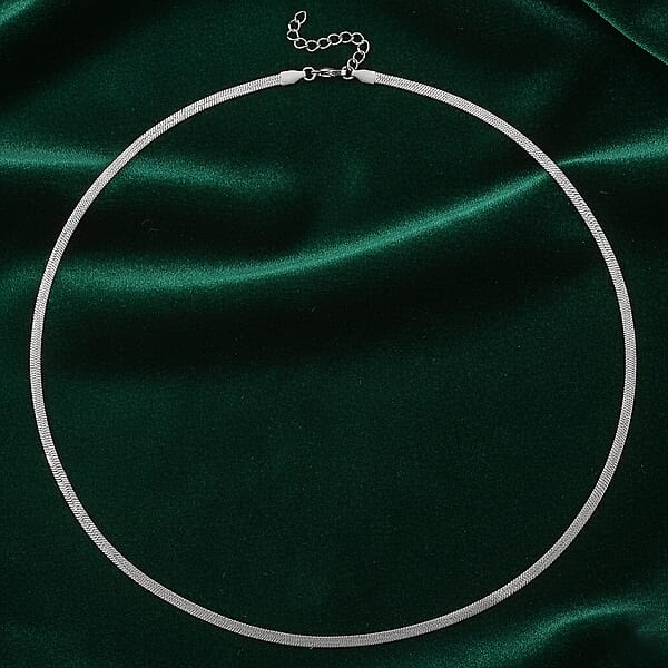 Shop Lc Herringbone Chain Necklace In Stainless Steel (24-26 Inches)