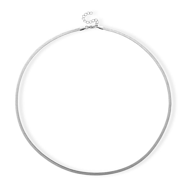 Shop Lc Herringbone Chain Necklace In Stainless Steel (24-26 Inches)