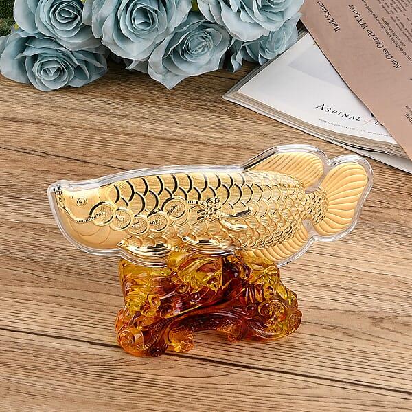Shop Lc Holiday Gift Collection 24K Yellow Golden Fortune Fish With Pedestal 100mg