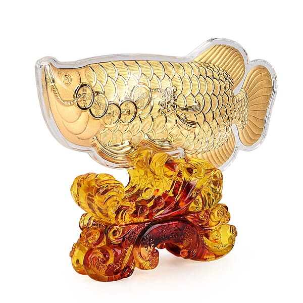 Shop Lc Holiday Gift Collection 24K Yellow Golden Fortune Fish With Pedestal 100mg