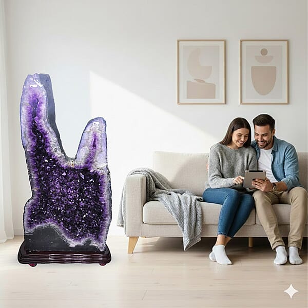 Shop Lc Home And Office Decor Uruguayan Amethyst Geode On Wooden Base - 641 Lbs (63x33x16)