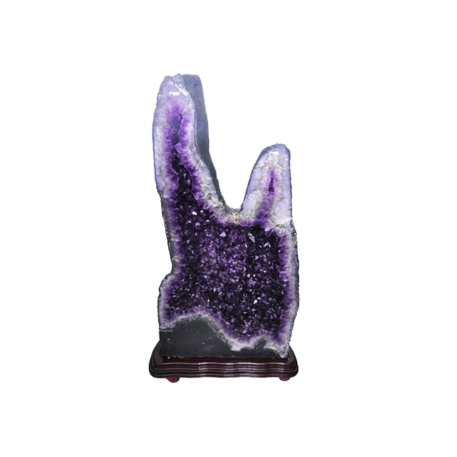 shop lc Home and Office Decor Uruguayan Amethyst Geode On Wooden Base - 641 lbs (63x33x16)