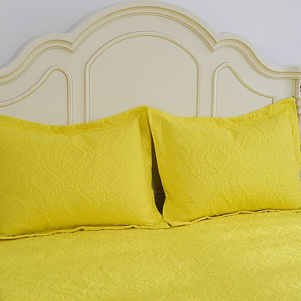 Shop Lc Homesmart 3 Pcs Solid Yellow Pinsonic Quilt Bedding Set - Queen Size