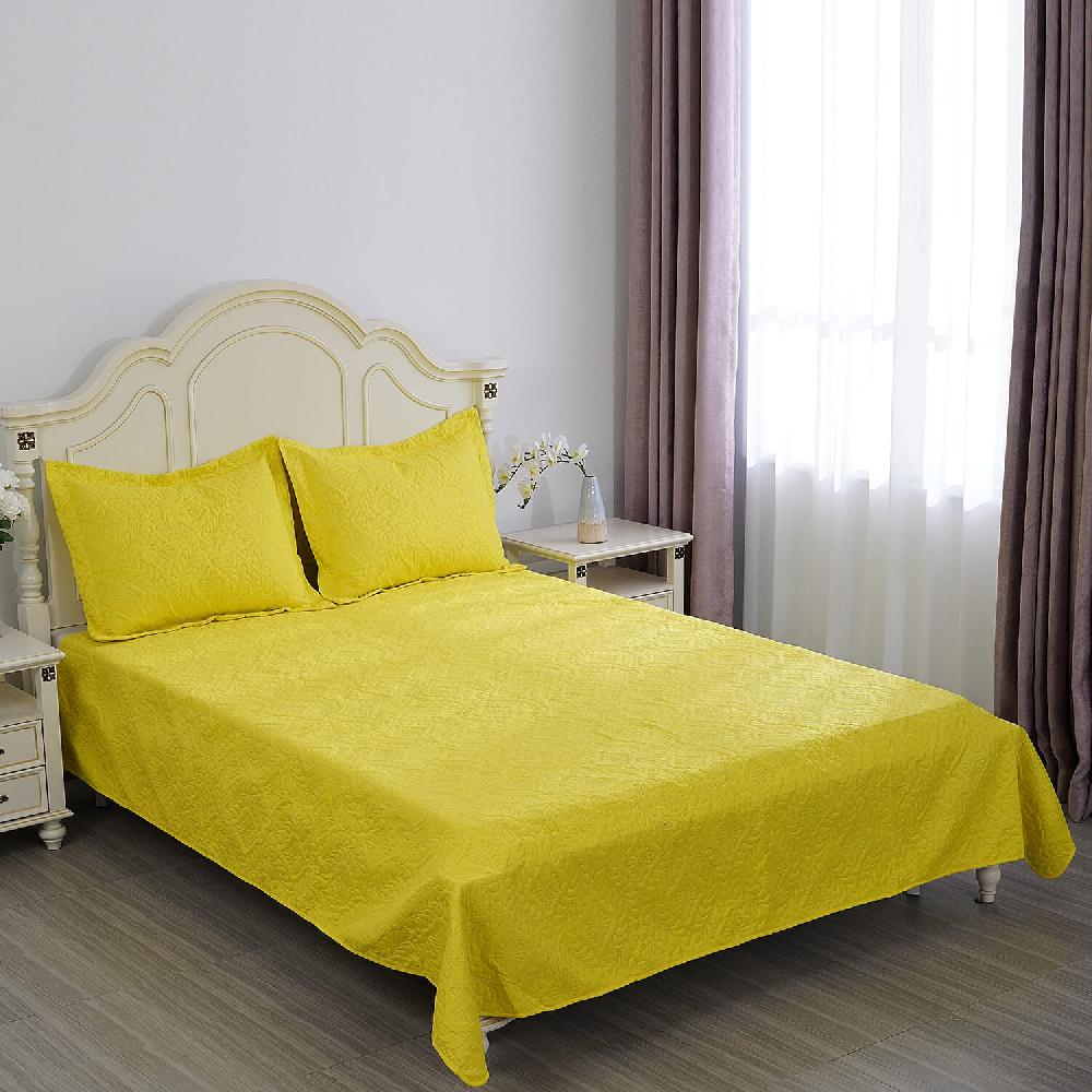 shop lc Homesmart 3 Pcs Solid Yellow Pinsonic Quilt Bedding Set - Queen Size