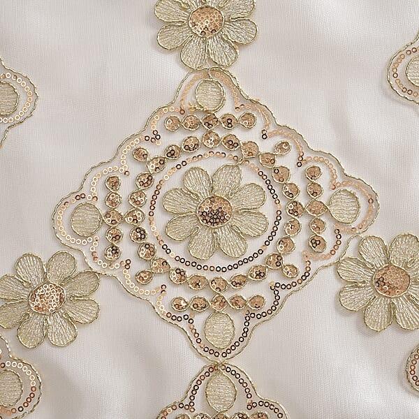 Shop Lc Homesmart Beige Golden Dining Table Runner Embroidered Polyester Room Decor Kitchen Rustic Lace Tablecloth For Wedding Decor