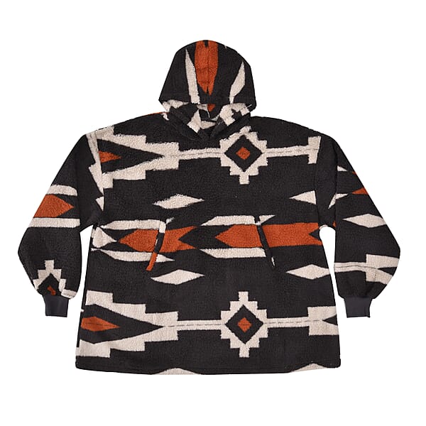 Shop Lc Homesmart Black Tribal Pattern Long Sleeve Sweatshirt With Hood