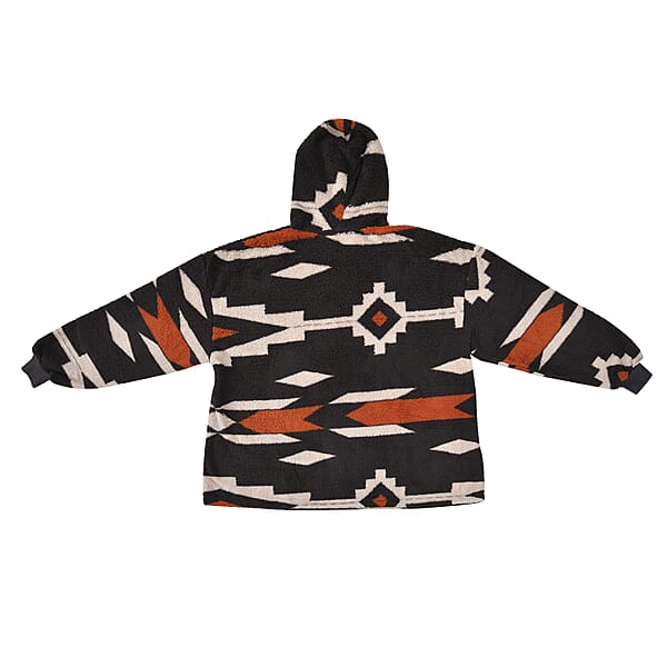 Shop Lc Homesmart Black Tribal Pattern Long Sleeve Sweatshirt With Hood