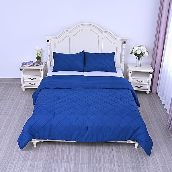 Shop Lc Homesmart Blue Solid Microfiber Quilt And Set Of 2 Shams - Queen