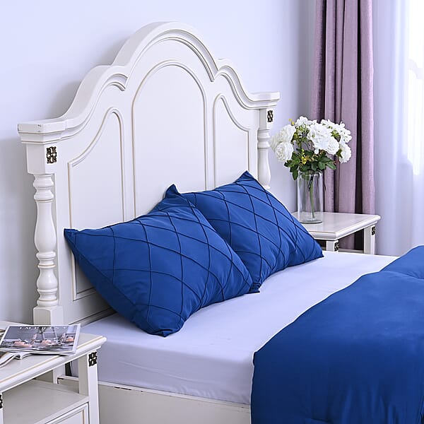 Shop Lc Homesmart Blue Solid Microfiber Quilt And Set Of 2 Shams - Queen
