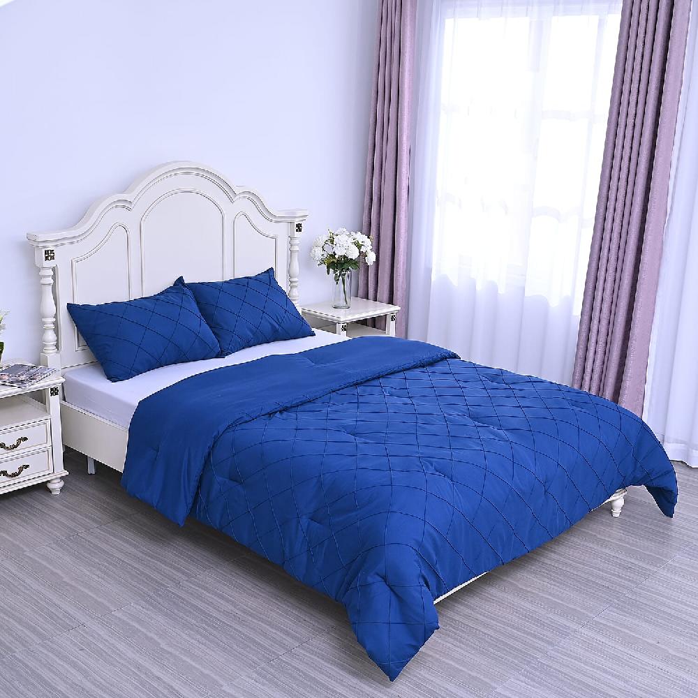shop lc Homesmart Blue Solid Microfiber Quilt and Set of 2 Shams - Queen