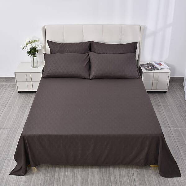 Shop Lc Homesmart Brown Embossed 6pcs Polyester Sheet Set - Queen Bed Sheets Fitted Sheet Bed Sheet Set Microfiber Sheets