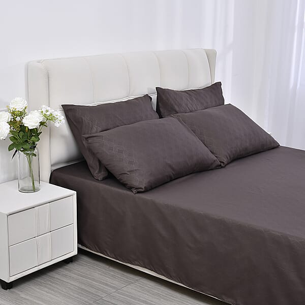 Shop Lc Homesmart Brown Embossed 6pcs Polyester Sheet Set - Queen Bed Sheets Fitted Sheet Bed Sheet Set Microfiber Sheets