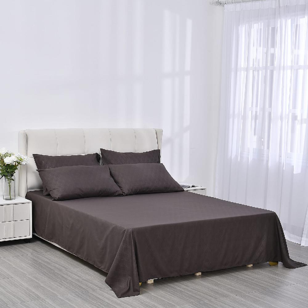 shop lc Homesmart Brown Embossed 6pcs Polyester Sheet Set - Queen Bed Sheets Fitted Sheet Bed Sheet Set Microfiber Sheets