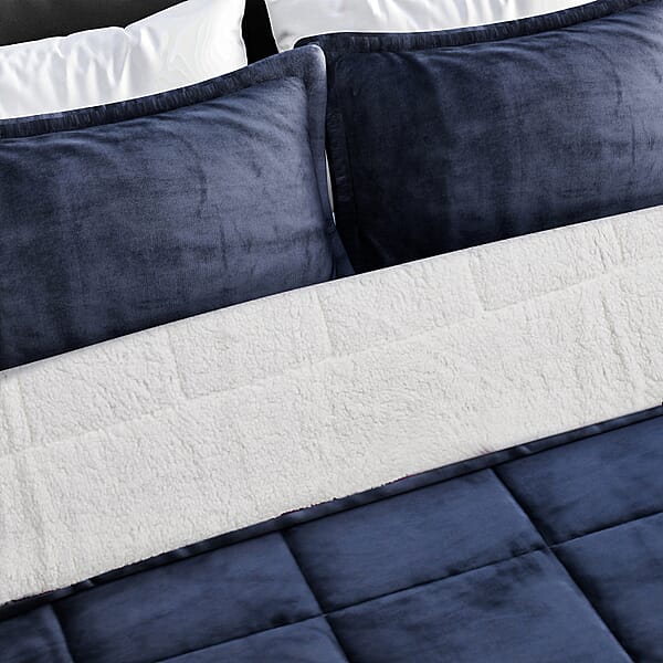 Shop Lc Homesmart Gray 3 Layer Quilted Microfiber Flannel And Sherpa Reversible Comforter And Set Of 2 Shams Microfiber Comforter Best Comforter Sets Bed Comforters Comforter Set For Bedroom