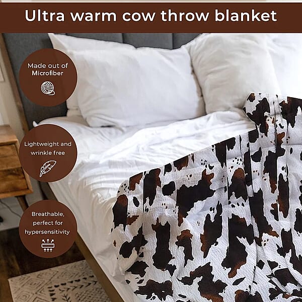 Shop Lc Homesmart Heirloom Cow Print Super Soft Warm & Cozy Throw Blanket Microfiber Soft Blanket Bedding Home Decor