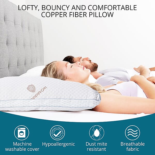 Shop Lc Homesmart Premium Adjustable Hypoallergenic Shredded Memory Foam CertiPUR Pillow With Copper Cover (Queen Microfiber)