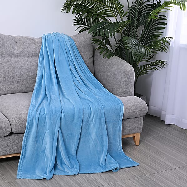 Shop Lc Homesmart Set Of 2 Pink Bottom/Flower Pattern & Blue Solid Microfiber Flannel Blanket