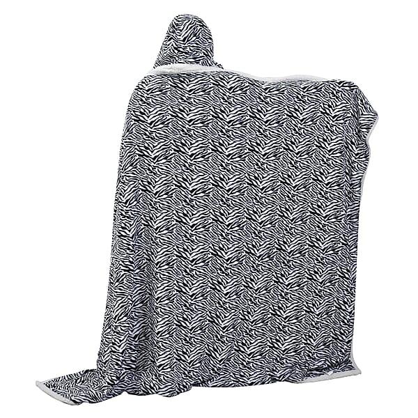 Shop Lc Homesmart Zebra Stripe Pattern Polyester And Sherpa Hoodie Blanket With Pom Pom