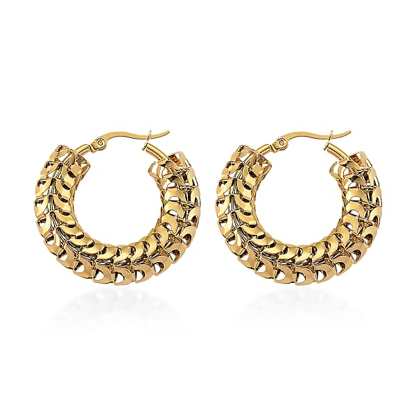 Shop Lc Hoop Earrings In ION Plated YG Stainless Steel