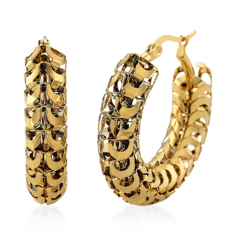 shop lc Hoop Earrings in ION Plated YG Stainless Steel