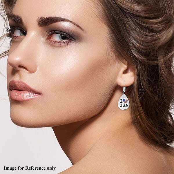 Shop Lc I Love USA Theme Earrings In Stainless Steel Tarnish-Free Waterproof Sweat Proof Jewelry