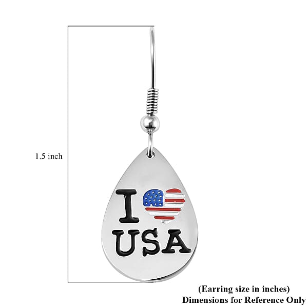 Shop Lc I Love USA Theme Earrings In Stainless Steel Tarnish-Free Waterproof Sweat Proof Jewelry