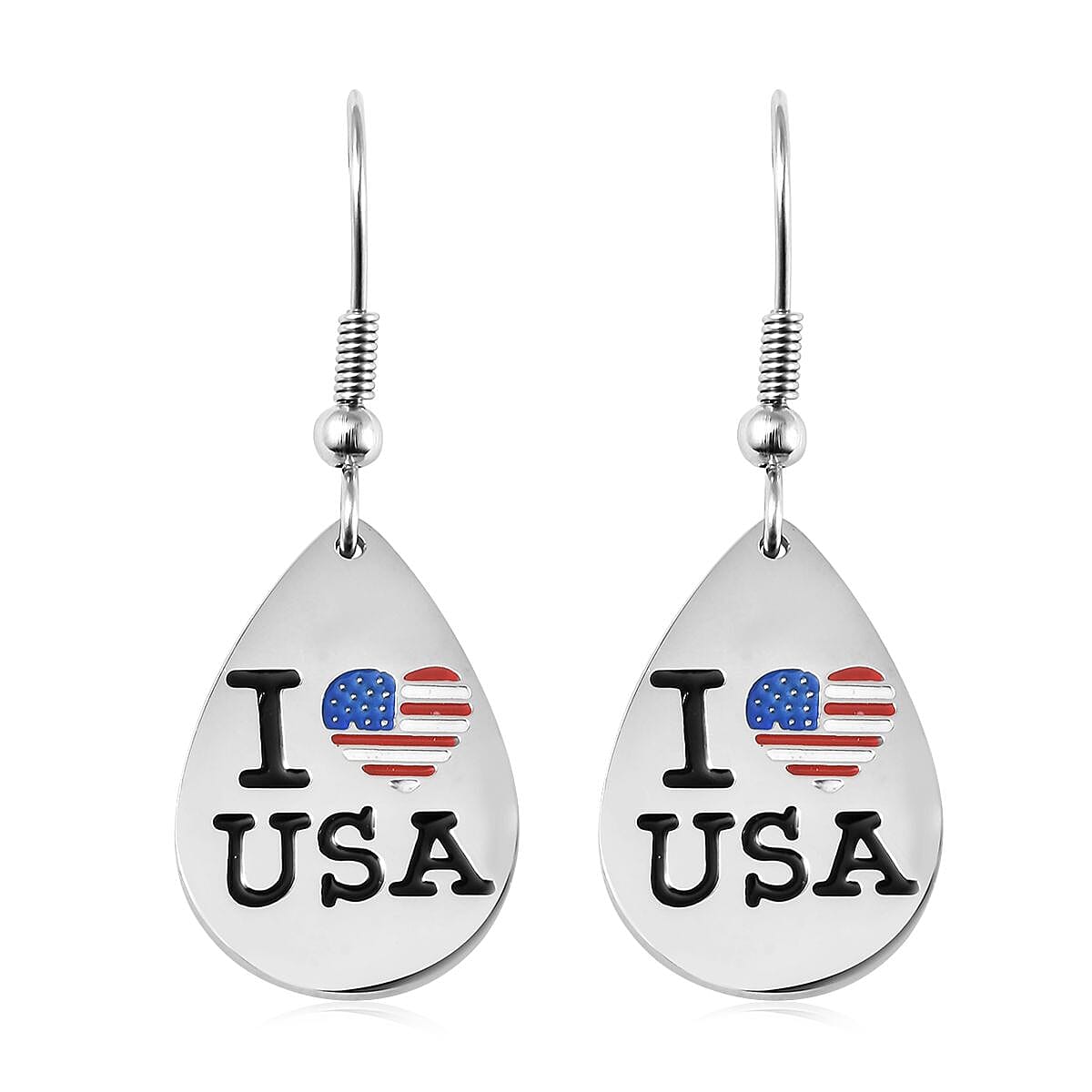 shop lc I love USA Theme Earrings in Stainless Steel Tarnish-Free Waterproof Sweat Proof Jewelry
