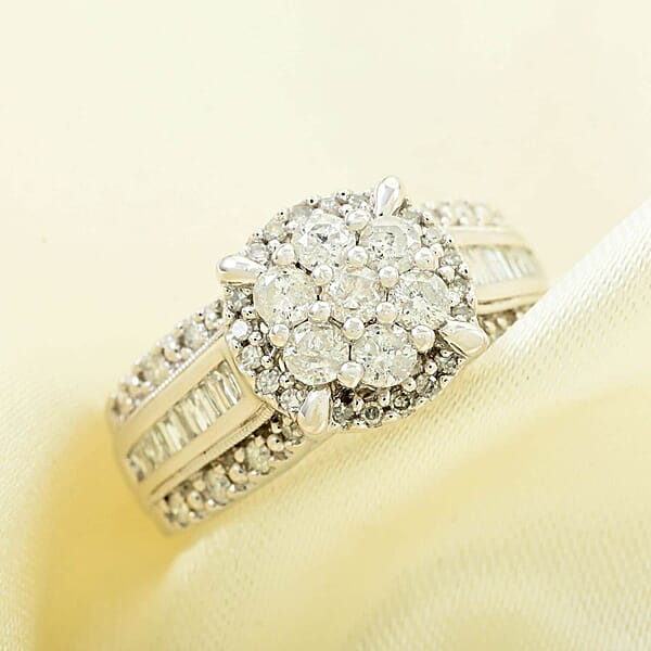Shop Lc I2-I3 Diamond 1.00 Ctw Ring In 10K White Gold 5.85 Grams