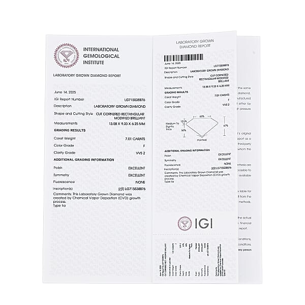 Shop Lc IGI Certified 7.00 Ctw Radiant Cut Lab Grown Diamond Loose Gemstone – G VS2