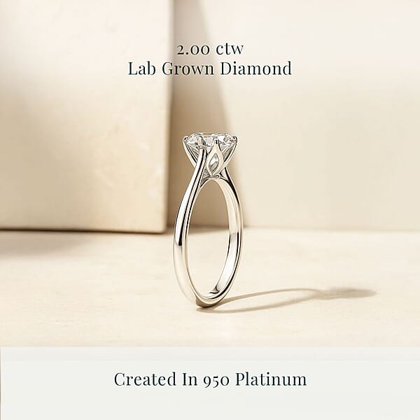 Shop Lc IGI Certified 950 Platinum Heart & Arrow Cut Luxuriant Lab Grown Diamond (E-F VS) Ring (4.80 G) 2.00 Ctw
