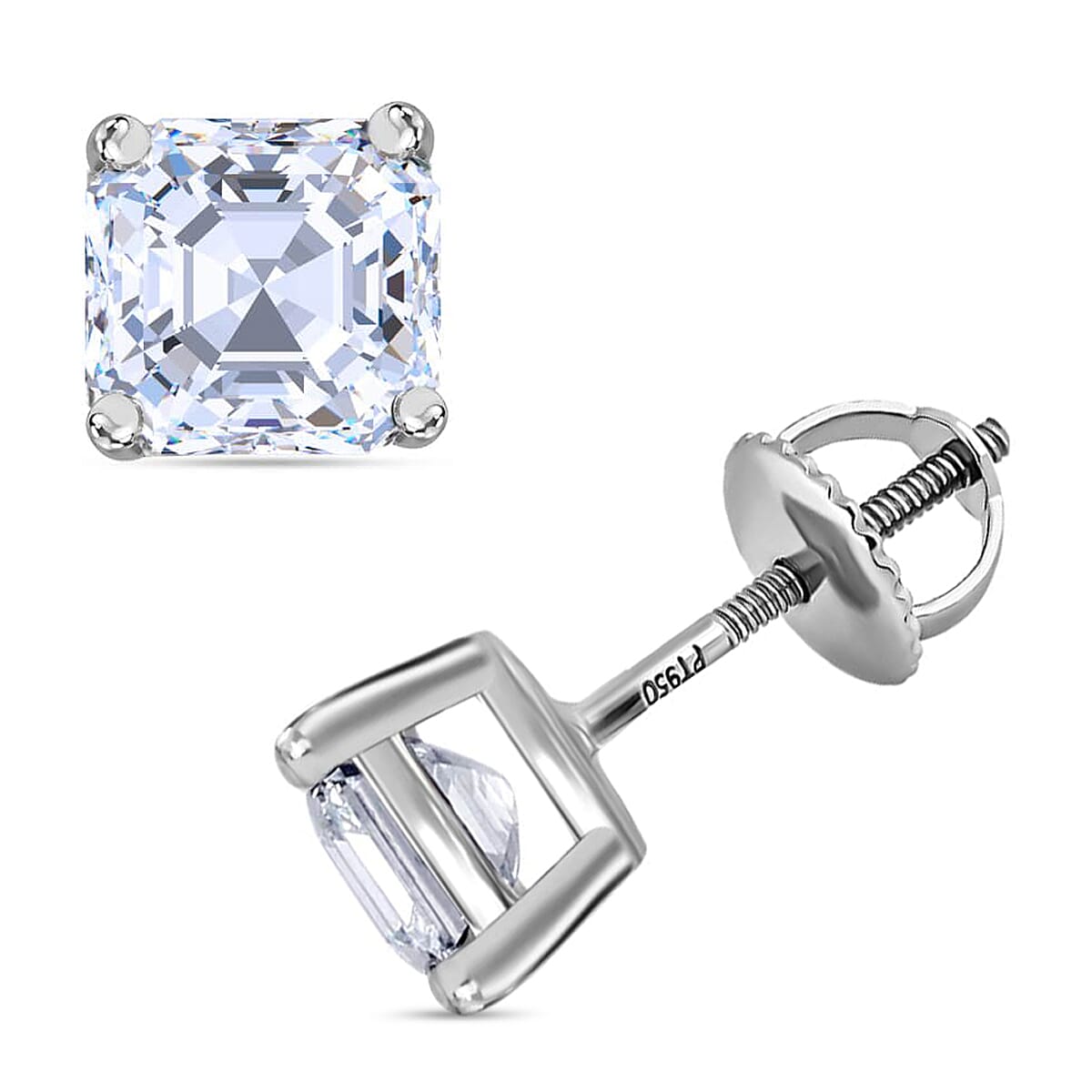 shop lc IGI Certified Asscher Cut Luxuriant Lab Grown Diamond G-H VS 2.00 ctw Stud Earrings in 950 Platinum