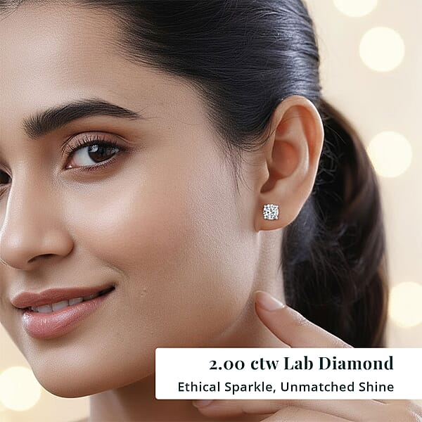 Shop Lc IGI Certified Heart & Arrow Cut Luxuriant Lab Grown Diamond E-F VS 2.00 Ctw Stud Earrings In 950 Platinum