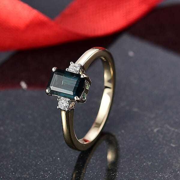 Shop Lc IGI Certified Luxoro 10K Yellow Gold AAA Monte Belo Indicolite Diamond (I2) Ring 1.35 Ctw